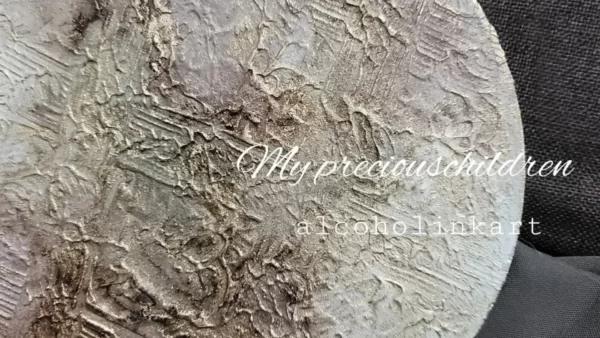 テクスチャーアート、アルコールインクアートコラボ円形パネル