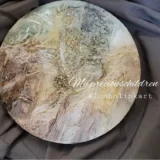 テクスチャーアート、アルコールインクアートコラボ円形パネル