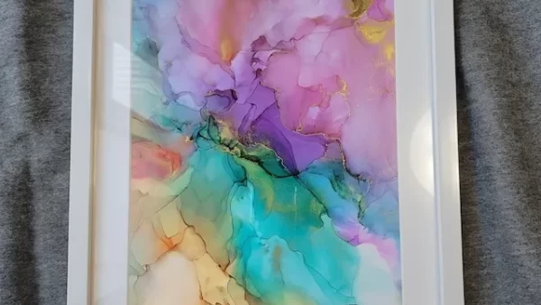 【エデンの園】アルコールインクアート フレーム入り